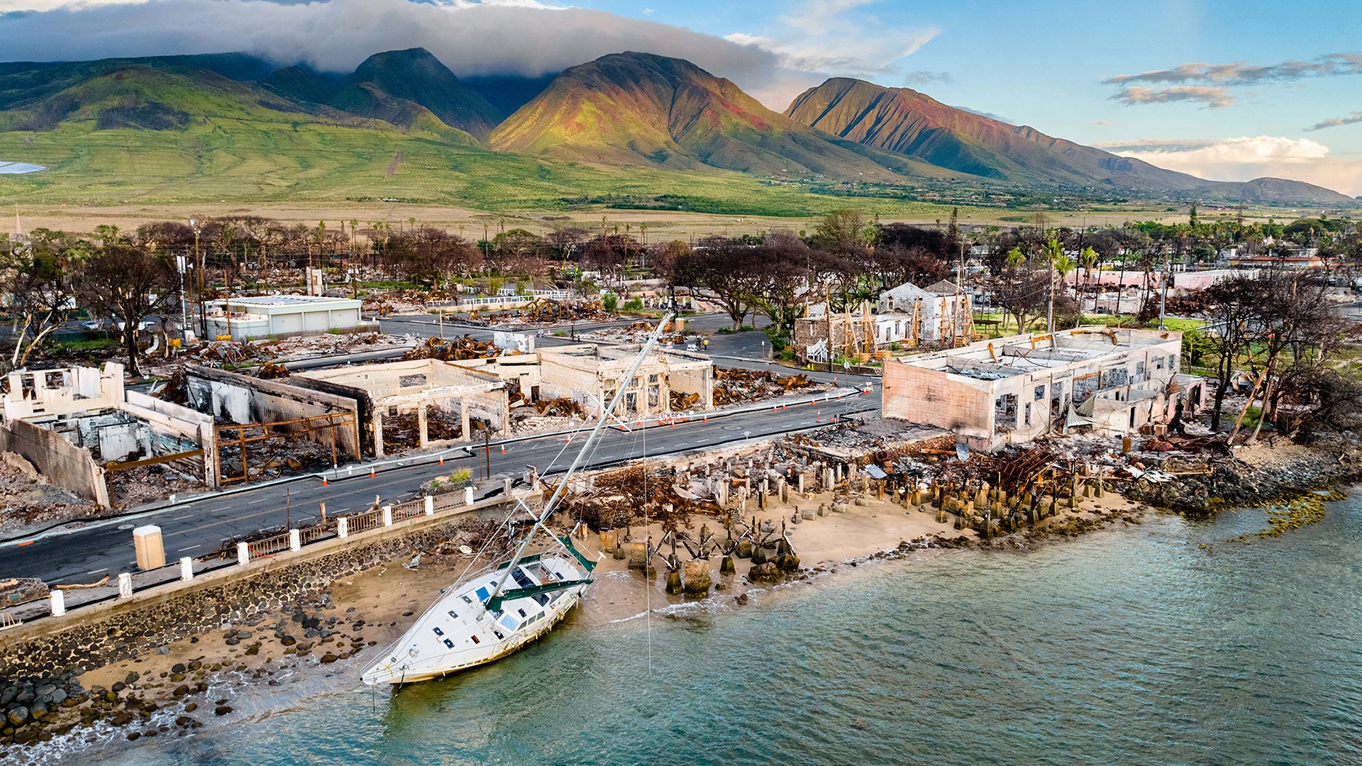 A year after Hawai‘i's deadliest natural disaster, the historic town of Lāhainā continues its rebuilding efforts. Photo: Ryan ‘Chachi’ Craig